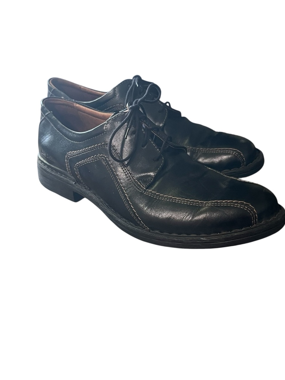 Josef Seibel Black Leather Lace-Up Dress Shoes
